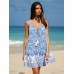 Purple Print Ruched Beach Dress