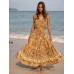 Yellow Print Beach Dresse