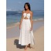 White Hollow Out Cotton Beach Dress
