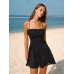 Black Ruffled Low-Back Beach Dress