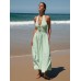 Light Green Cutout Halter Maxi Beach Dress