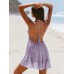 Light Purple Halter Backless Cover-Up Dress