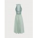 Light Green Cutout Halter Maxi Beach Dress