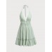 Green Halter Backless Cover-Up Dress