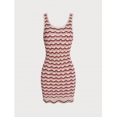 Pink Wavy Crochet Sleeveless Beach Dress