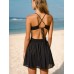 Black Ruffled Low-Back Beach Dress