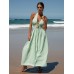 Light Green Cutout Halter Maxi Beach Dress