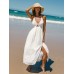 White Crisscross Halter Cutout Beach Dress