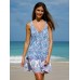 Purple Print Ruched Beach Dress