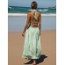 Light Green Cutout Halter Maxi Beach Dress