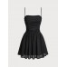 Black Ruffled Low-Back Beach Dress