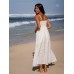 White Hollow Out Cotton Beach Dress
