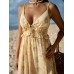 Yellow Sleeveless Tie Beach Dress