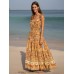 Yellow Print Beach Dresse