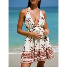 Vintage Floral Tie-Back Beach Dress