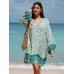 Floral Print Raglan Sleeve Beach Dress