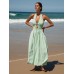 Light Green Cutout Halter Maxi Beach Dress
