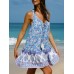 Purple Print Ruched Beach Dress