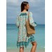 Floral Print Raglan Sleeve Beach Dress