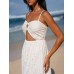 White Hollow Out Cotton Beach Dress