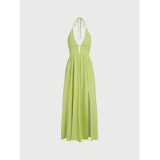 Green Cutout Cross Back Maxi Dress