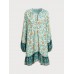 Floral Print Raglan Sleeve Beach Dress