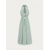 Light Green Cutout Halter Maxi Beach Dress