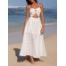 White Hollow Out Cotton Beach Dress