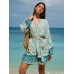 Floral Print Raglan Sleeve Beach Dress
