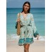 Floral Print Raglan Sleeve Beach Dress