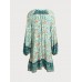 Floral Print Raglan Sleeve Beach Dress