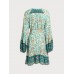 Floral Print Raglan Sleeve Beach Dress