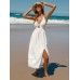 White Crisscross Halter Cutout Beach Dress