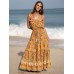 Yellow Print Beach Dresse